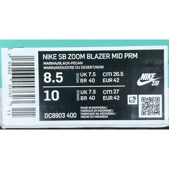 NIKE BLAZER MID PRM SB ACCLIMATE PACK MARINA - MENS 8.5 / WOMENS 10 - Picture 6 of 6